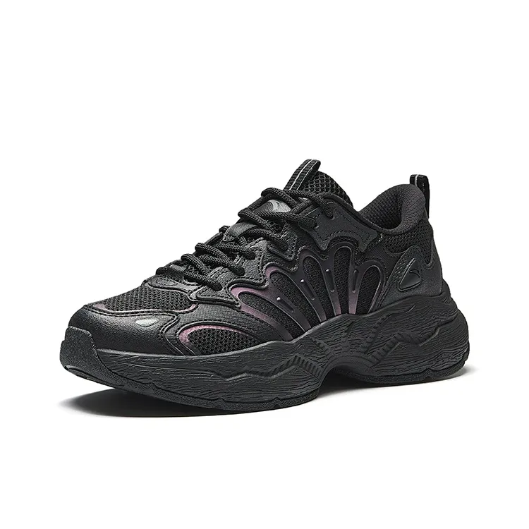 Anta Slip Resistant And Breathable Low Top Chunky Sneakers Women's Basic Black-1