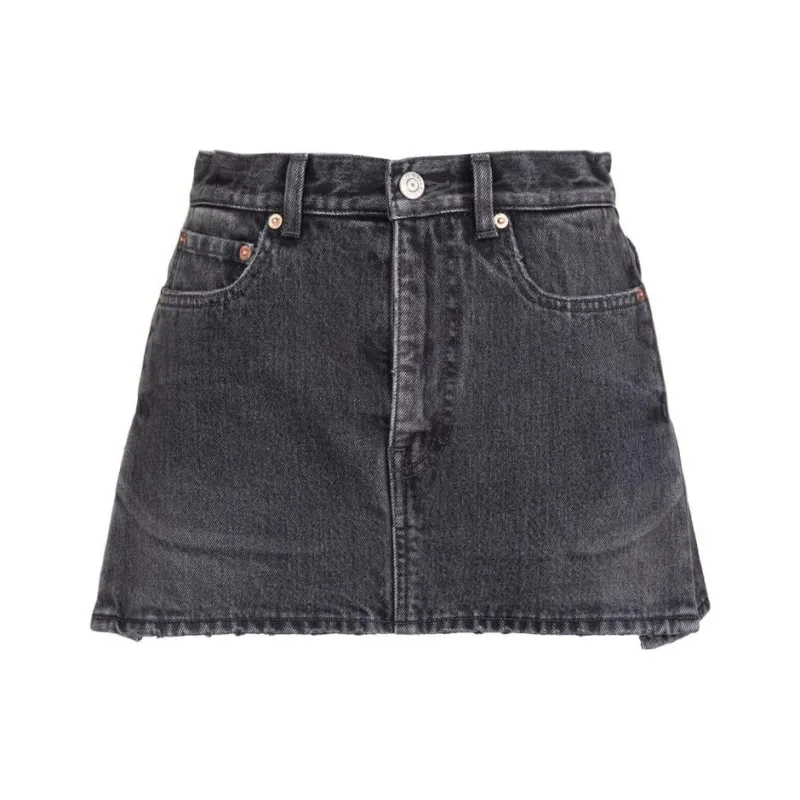 Balenciaga Denim Short Skirts Women's Black-0
