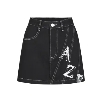 AZEPAM Denim Short Skirts Women's Black