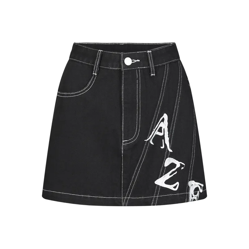 AZEPAM Denim Short Skirts Women's Black-0