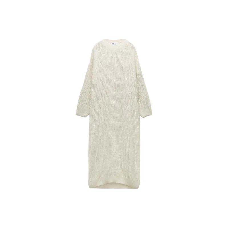 ZARA Long-Sleeved Dresses Women's White-0