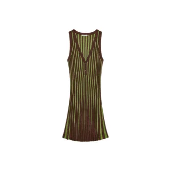 ZARA Sleeveless Dress Women's Brown/Green