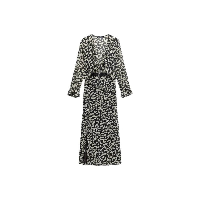 ZARA Long-Sleeved Dresses Women's Leopard Print-0