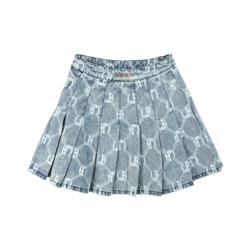 LALABOBO Casual Short Skirts Women's Light Blue White-0