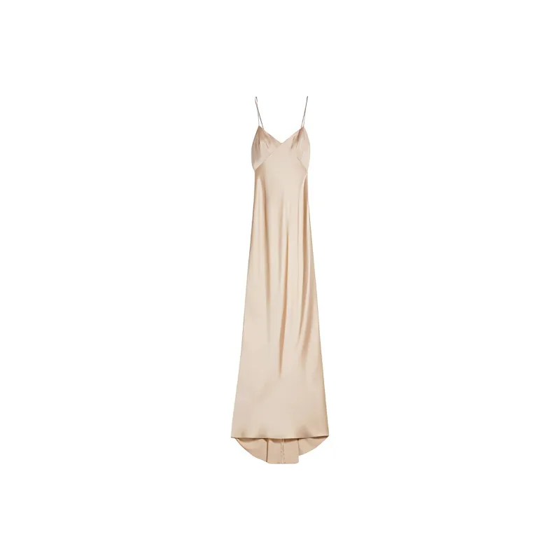 MaxMara Envers Satin Slip Dress Slip Dresses Women's Ivory-0