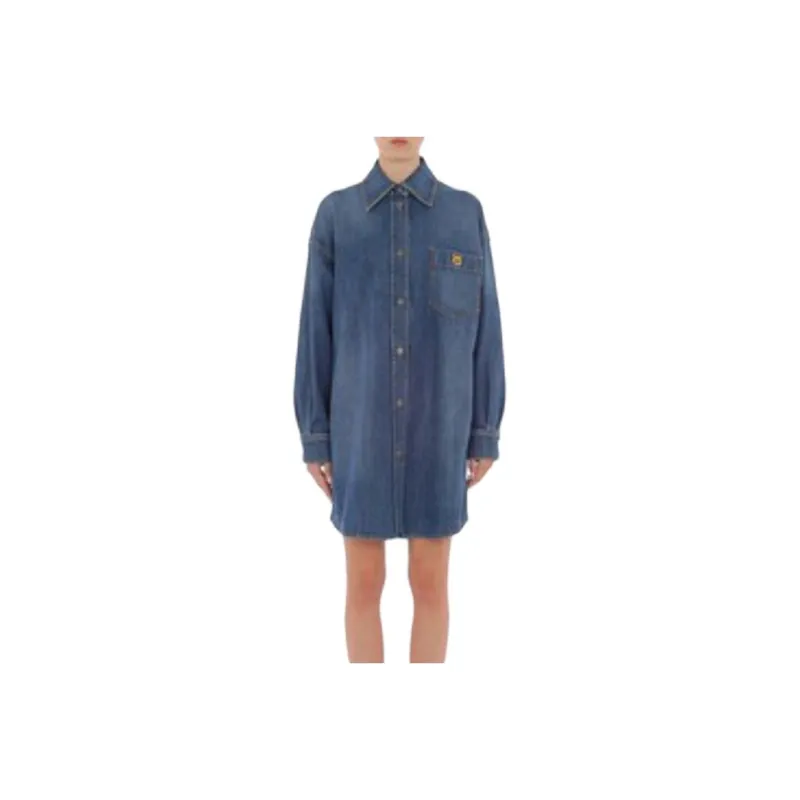 MOSCHINO Long Sleeved Dress Women's Blue-0
