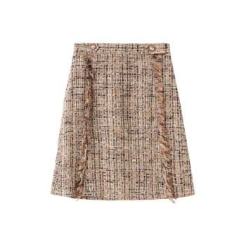 OVV Casual Short Skirts Women's Beige Yellow Pattern A2