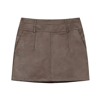 PZGE Casual Short Skirts Women's Brown