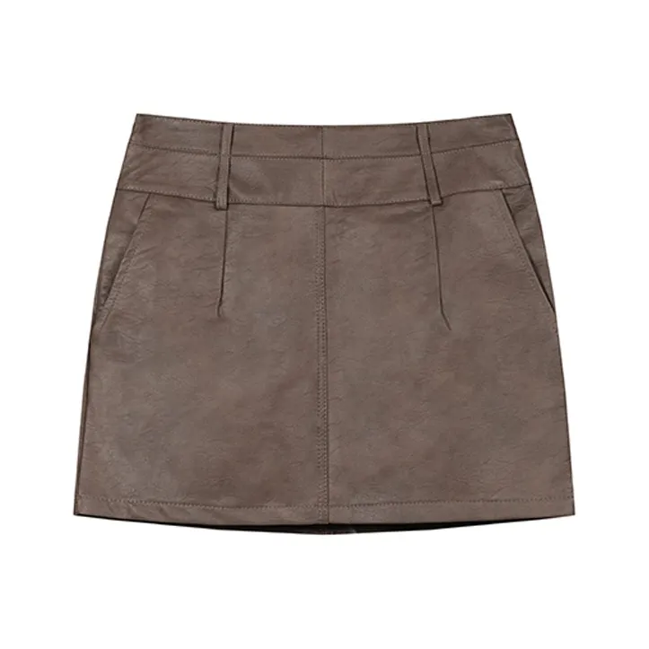 PZGE Casual Short Skirts Women's Brown-0
