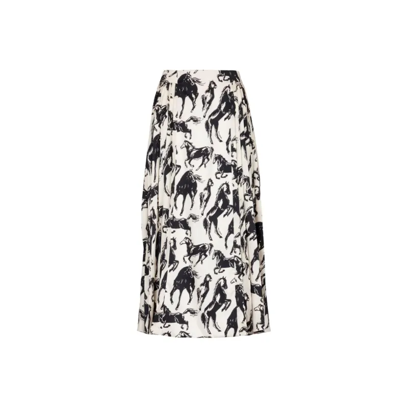 BALMAIN Horse print Pleated Midi Skirt-0
