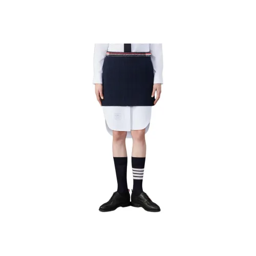 THOM BROWNE 4 Bar Tab Striaght Hem Tweed Skirt