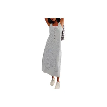 FREE PEOPLE Bendita Midi Dress Sleeveless Dress Women's Hickory Stripe Combo/Hickory Stripes Combo