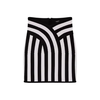 BALMAIN Striped Knit Mini Skirt