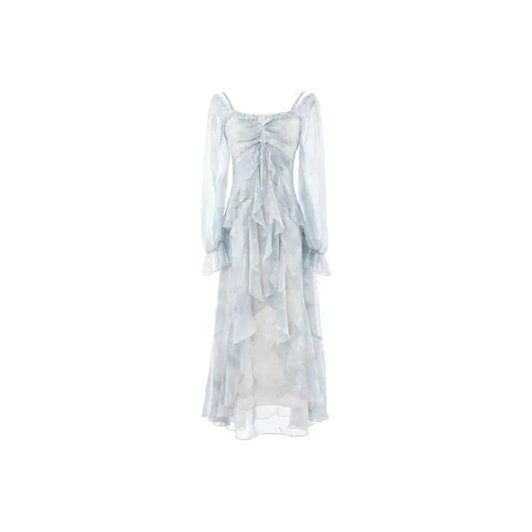 Zonibom Long Sleeved Dresses Women's Light Blue-0