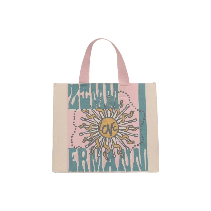 Zimmermann Recycled PET Tote Bag, Shopping Bag, Handbag Tubas Women's Pink & Beige & Multicolor-0