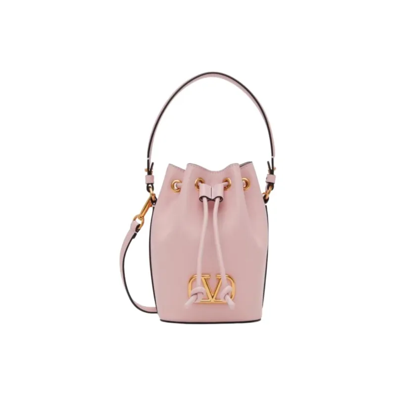 Valentino VLogo Signature Blended Material Bucket Bag, Shoulder Bag, Crossbody Bag, Handbag Mini Women's Nude Pink-0
