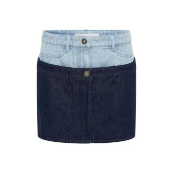DION LEE Double layer Denim Miniskirt