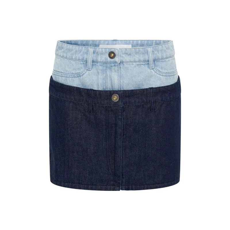 DION LEE Double layer Denim Miniskirt-0