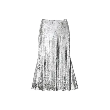Self portrait Casual Long Skirts Women's Silver