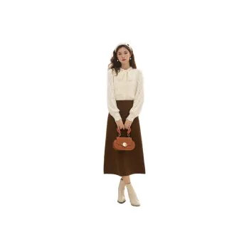 MISHOW Casual Long Skirt Women's Tea Brown Coffee Color