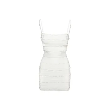 PRINCESS POLLY Gradine Mini Dress Slip Dress Women's WHITE/White
