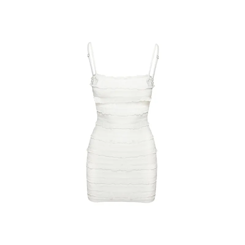 PRINCESS POLLY Gradine Mini Dress Slip Dress Women's WHITE/White-0