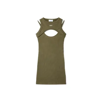 OFF WHITE Ribbed Cut out Dress