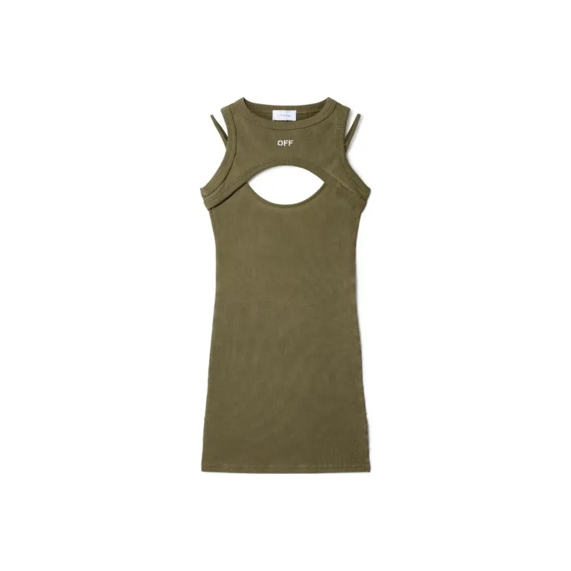 OFF WHITE Ribbed Cut out Dress-0