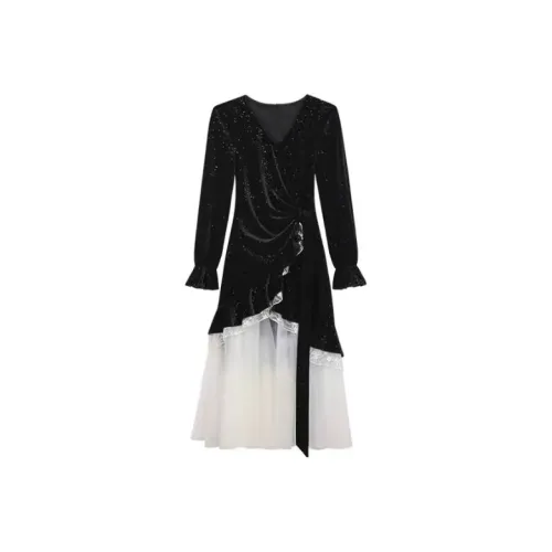 Lookinto Long Sleeved Dresses Women's Black