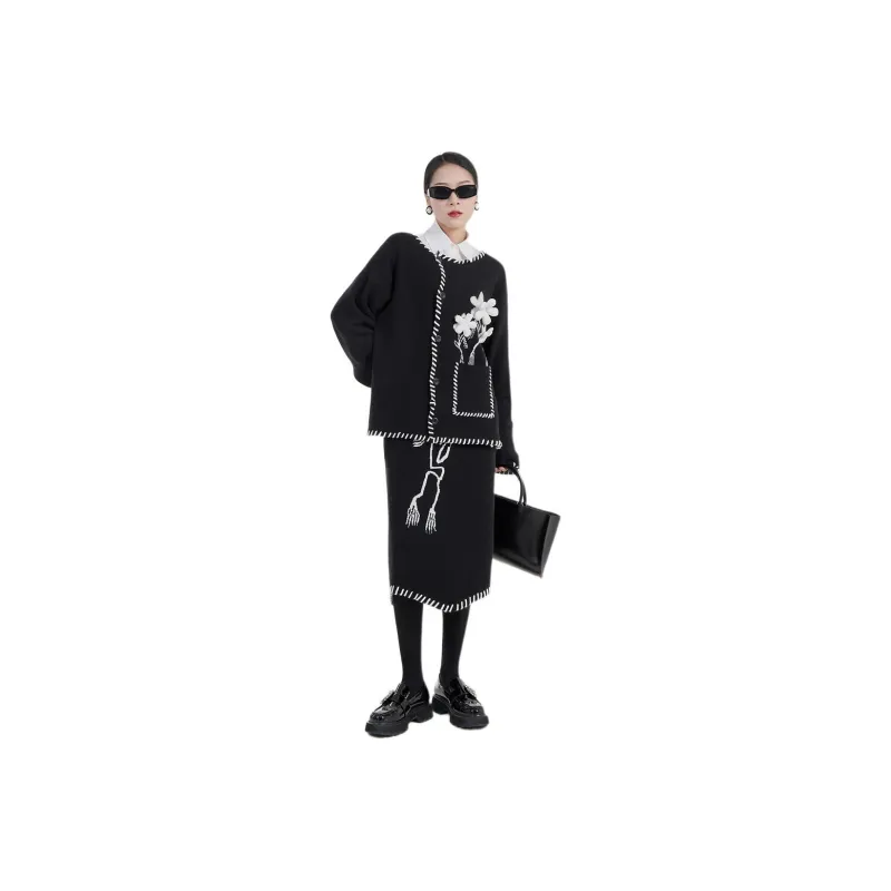 Weekly Two Piece Skirt Sets Women's Black-0