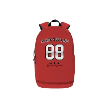 Spare No Pains. Polyester Backpack Unisex Red And White Two Tone