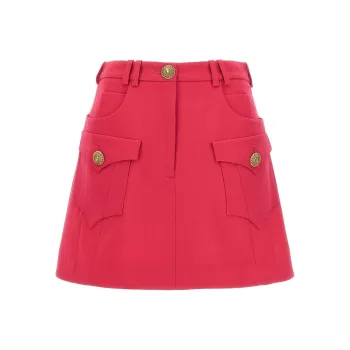 BALMAIN Logo Button Mini Skirt