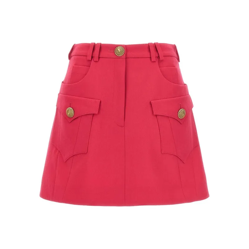 BALMAIN Logo Button Mini Skirt-0