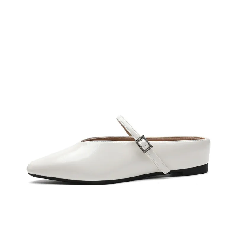 ABIDJAN Rubber Sole Leather Patchwork Odor Resistant Closed Toe Slippers Women's-0