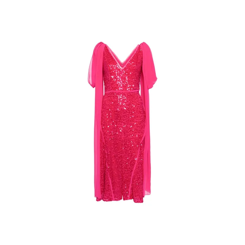 Erdem Drape shoulder Sequinned Midi Dress-0