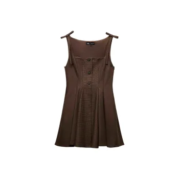 ZARA Trf Sleeveless Dress Women's Dark Brown