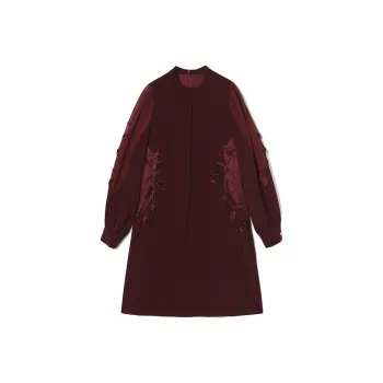 Mapping Long Sleeved Dress Women's Burgundy