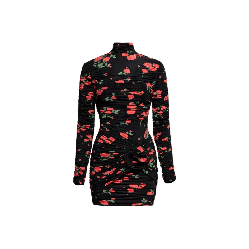 H&M x MAGDA BUTRYM Magda Butrym Collaboration Long Sleeved Dress Women's Black/Rose-0