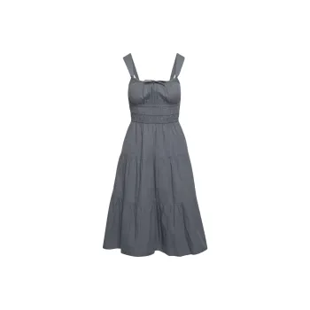 ARITZIA Sunday Best Martine Poplin Midi Dress Slip Dresses Women's VINTAGE NAVY/Classic Marine Blue