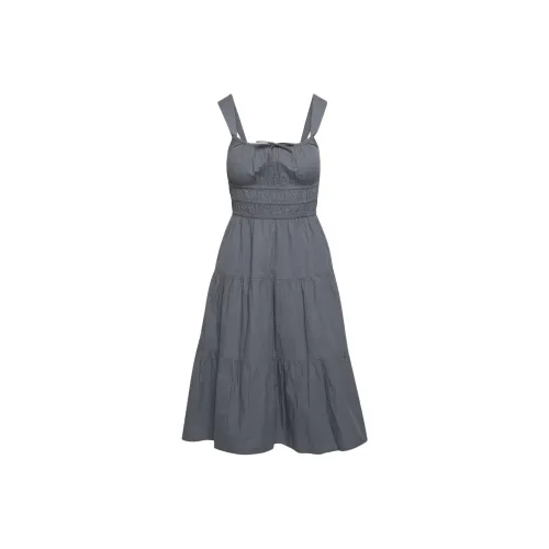ARITZIA Sunday Best Martine Poplin Midi Dress Slip Dresses Women's VINTAGE NAVY/Classic Marine Blue
