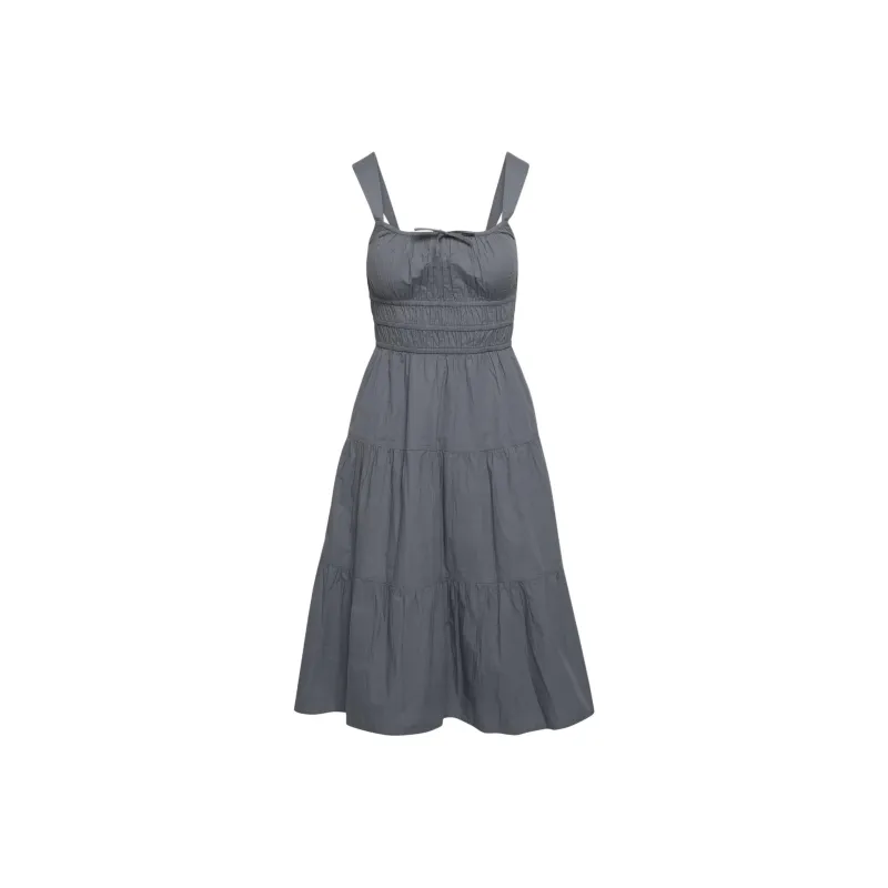 ARITZIA Sunday Best Martine Poplin Midi Dress Slip Dresses Women's VINTAGE NAVY/Classic Marine Blue-0