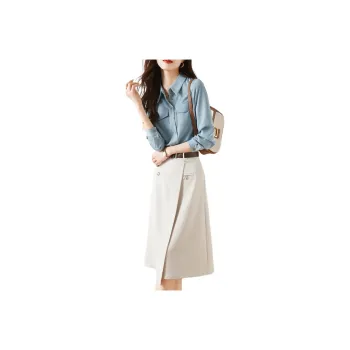 Mo Han Yi Mei Skirt Set Women's Blue Top White Bottom