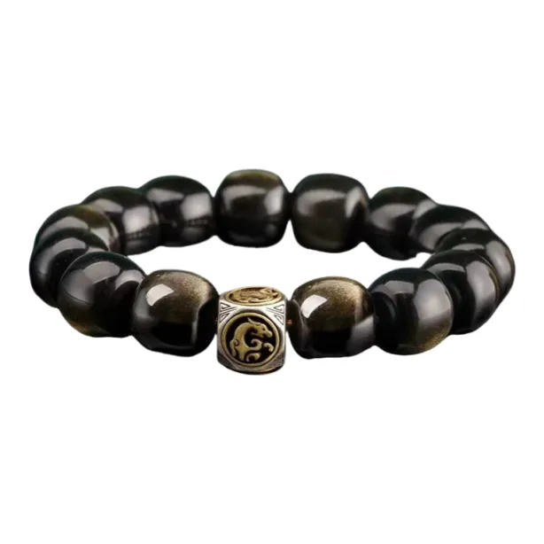 MUSHIFEN Obsidian Beaded Bracelet #Good Luck Men's-0