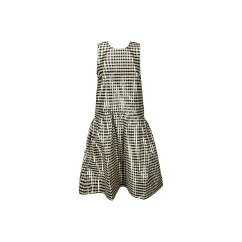 GANNI Shiny Check Jacquard Midi Dress