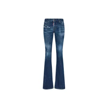 DSQUARED 2 Logo Patch Distressed Bootcut Jeans