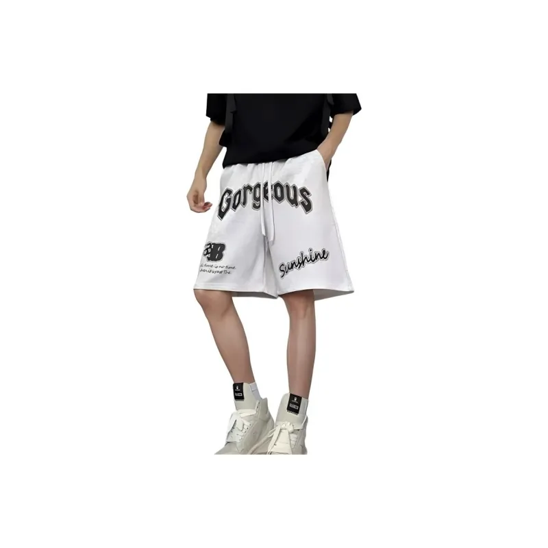 OKPI Casual Shorts Unisex White Gray-0