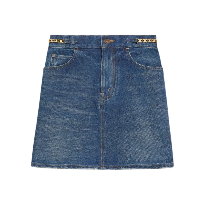 CELINE SS22 Denim Short Skirts Women's Blue-0