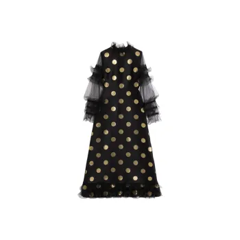 Valentino Long Sleeved Dress Women's Black Gold