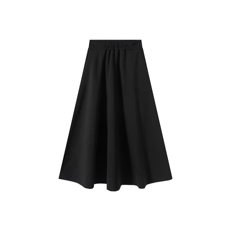 JEANSWEST Casual Long Skirt Women's Jet Black-0