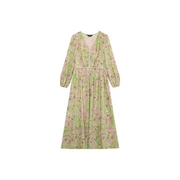 LOUISY AO Long Sleeved Dresses Women's Green Floral